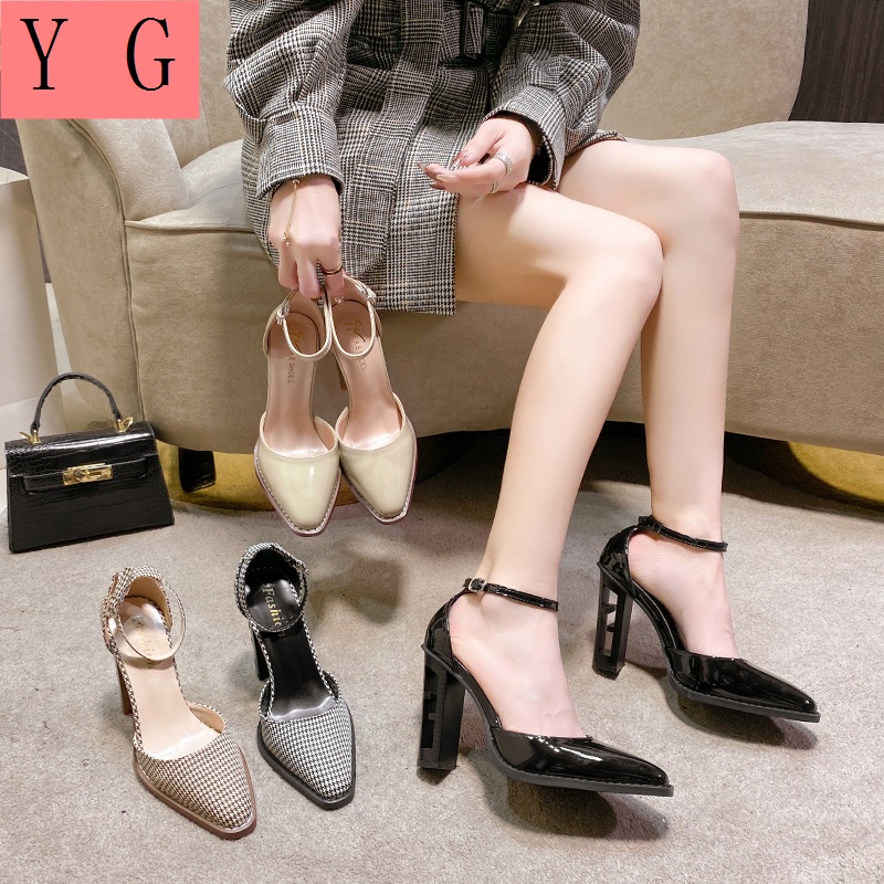 Giày Sandal Cao Gót Đế Dày Chống Thấm Nước Cài Khóa Thời Trang Dành Cho Nữ Có Size Lớn 35-42