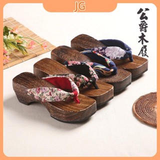【Spot】 Guốc Nhật Bản Gỗ Đặc Gót Giữa 5.5Cm Dép Xỏ Ngón Nữ Chống Trượt Và Chống Mài Mòn