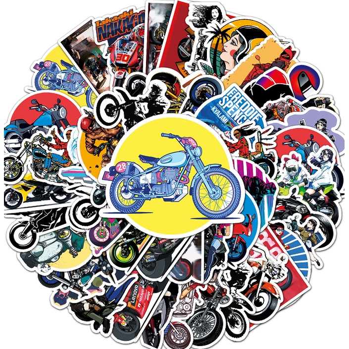 Set 50 Sticker Hoạt Hình Dán Ván Trượt / Ván Trượt / Sổ Tay Chống Thấm Nước