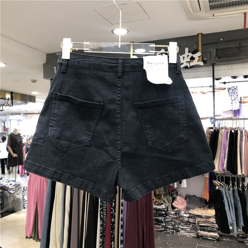 Jiashucheng Quần Short Denim Lưng Cao Dáng Chữ a Ống Rộng Phối Khóa Kéo Phong Cách Hàn Quốc Thời Trang Mùa Hè Cho Nữ
