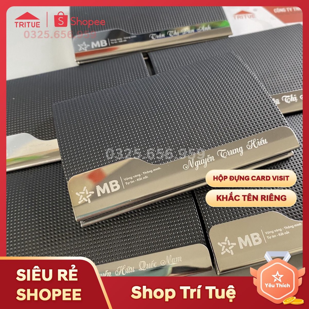 Hộp Đựng name card, ATM, thẻ tên , Ví đúng danh thiếp khắc logo ngân hàng MB theo yêu cầu lấy ngay ở Hà Nội