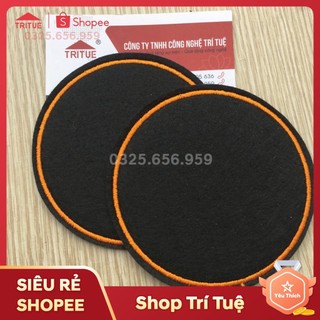 Đế lót ly vải nỉ giá rẻ có sẵn, bán lót ly vải nỉ có sẵn giá rẻ, Đế lót cốc vải nỉ màu đen viền cam, Miếng lót cốc.