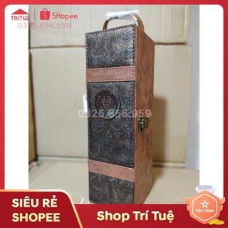 hộp đựng rượu da đơn 1 ngăn làm quà tết sang trọng