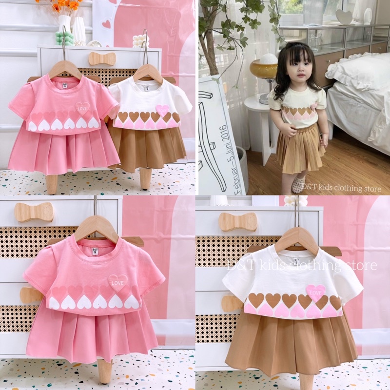 Váy Mùa Hè Bé Gái, Set Váy Xếp Ly Học Sinh Vải Đẹp Mẫu Mới Cho Bé Gái Từ 10 - 28kg