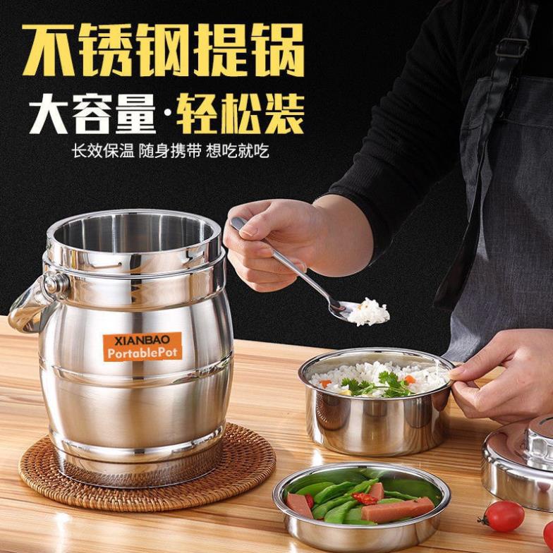 (T) Cặp lồng inox giữ nhiệt 3 ngăn dung tích 1.6 lít, Hộp cơm Inox XIANBAO HÀNG CHÍNH HÃNG.GIA DỤNG GIÁ RẺ LÊ THANH