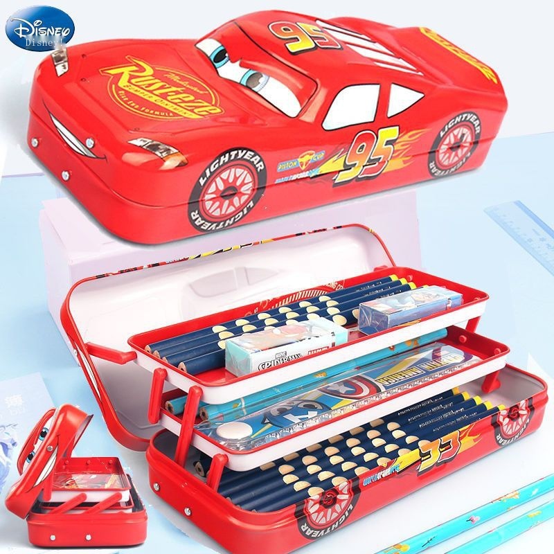 Hộp Sắt Ba Tầng Cỡ Lớn Hình Xe Mcqueen Disney Cho Bé Trai Mẫu Giáo