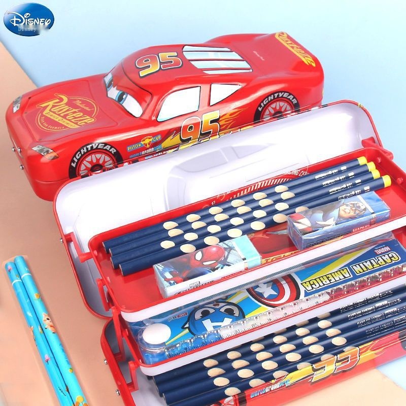 Hộp Sắt Ba Tầng Cỡ Lớn Hình Xe Mcqueen Disney Cho Bé Trai Mẫu Giáo