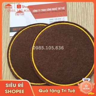 Lót ly vải nỉ nâu trơn viền vàng có sẵn