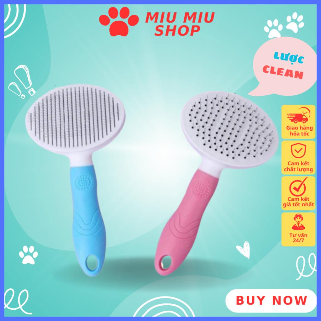 Lược chải lông chó mèo có nút bấm CHÍNH HÃNG CLEAN chải lông chó mèo