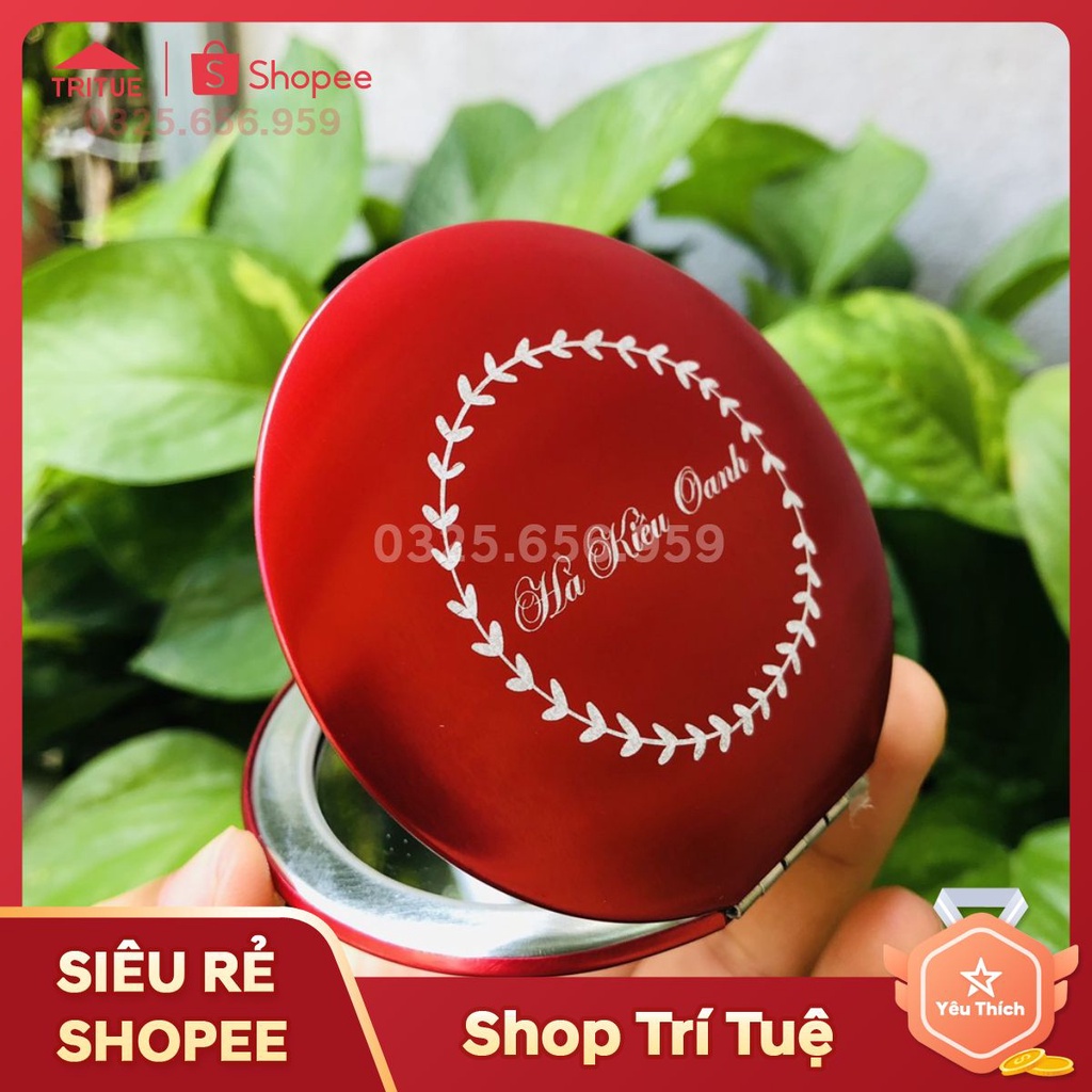 Gương mini 2 mặt khắc tên theo yêu cầu tặng bạn gái, tặng vợ hay làm quà tặng sinh nhật tặng các chị em phụ nữ