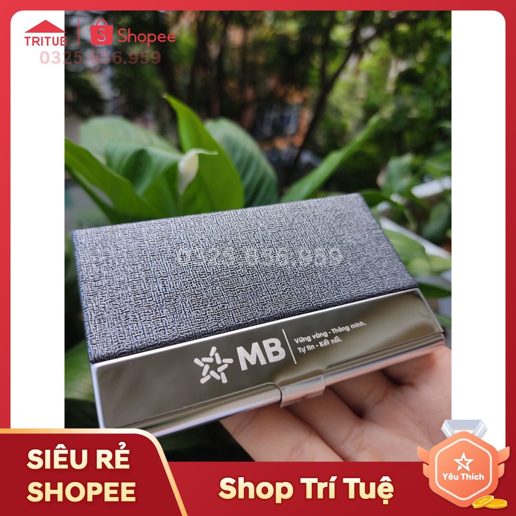 Hộp name card hc05 khắc logo ngân hàng MB siêu đẹp ở Hà Nội