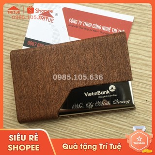 Hộp Đựng NameCard Inox Bọc Da [QUÀ TẶNG] Hộp Đựng Danh Thiếp Khắc Tên