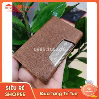 Ví Đựng Danh Thiếp Màu Nâu Sang Trọng Khắc Theo Yêu Cầu