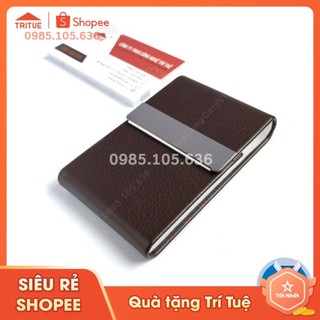 Hộp name card cao cấp da PU HC13 nâu sang trọng cho nam