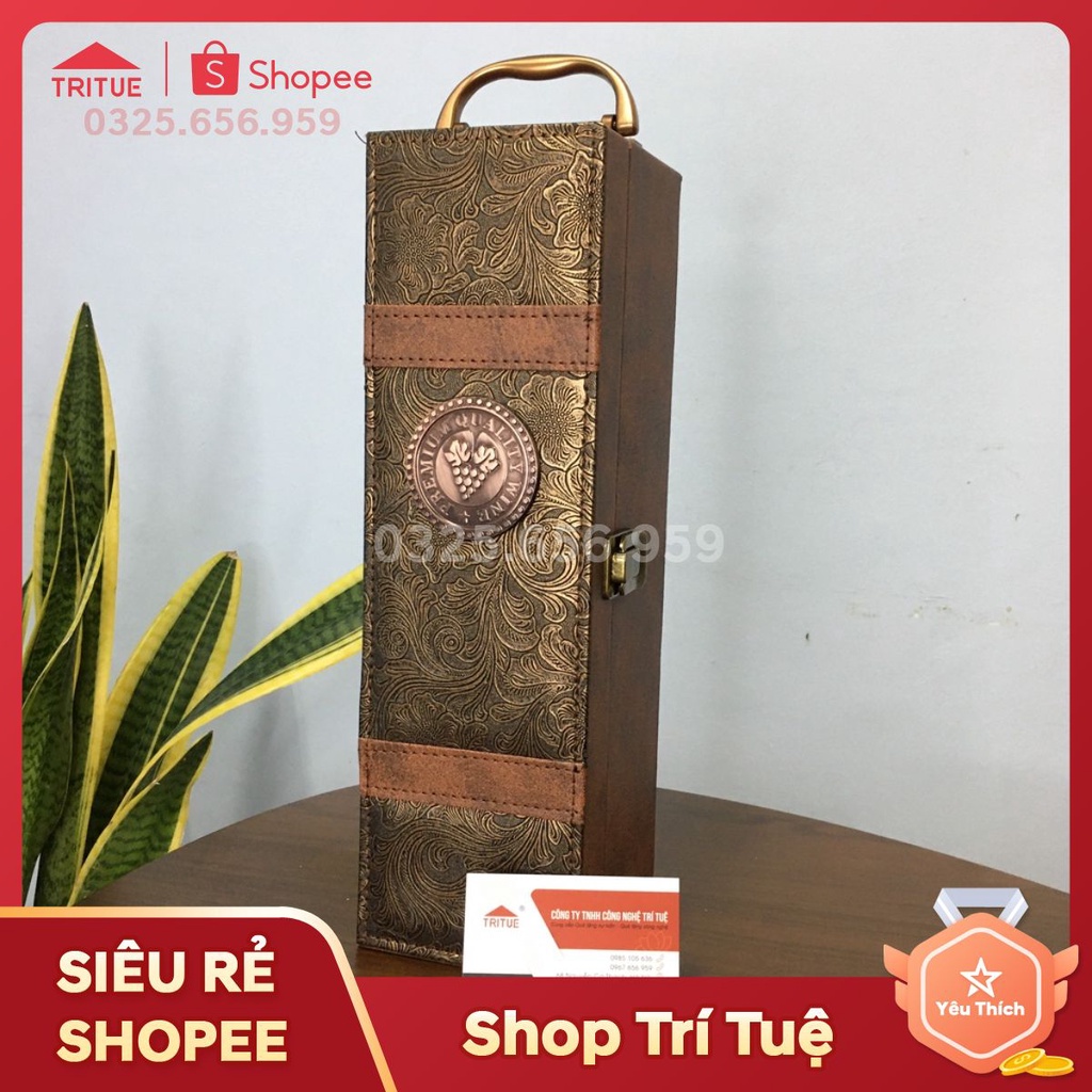 Hộp da đơn đựng 1 chai rượu vanhg 750ml đẹp nhất hàng cao cấp loại 1 ở HÀ Nội