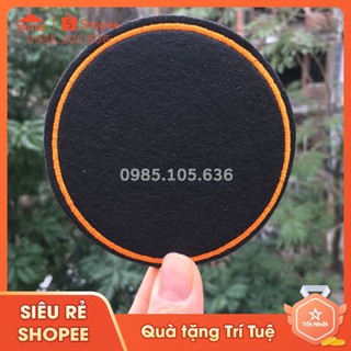 Lót ly vải nỉ, miếng lót ly màu đen viền cam sẵn mọi số lượng
