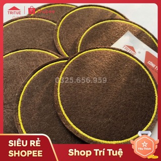 Đế lót ly vải nỉ giá rẻ có sẵn, bán lót ly vải nỉ có sẵn giá rẻ, Đế lót cốc vải nỉ màu nâu viền vàng, Miếng lót cốc.