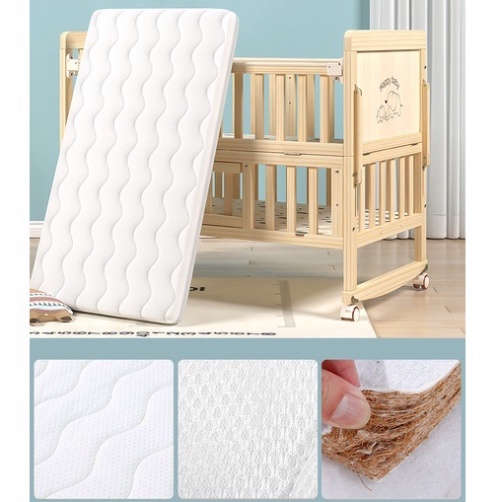 Cũi gỗ cho bé, chất liệu gỗ thông tặng kèm màn, bảo hành 12 tháng