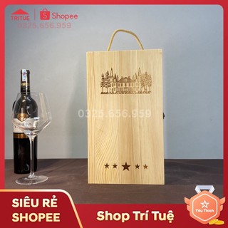 Hộp đôi đựng rượu vang- hộp đựng rượu gỗ thông