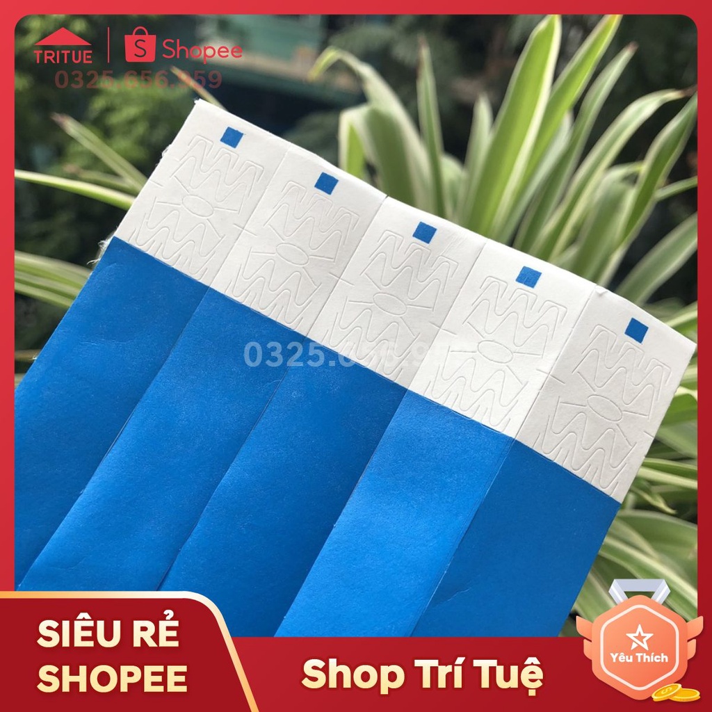 Bán từ 1 chiếc vòng tay giấy màu xanh dương dùng cho khu vui chơi trẻ em có sẵn, và nhận in ấn theo yêu cầu giá rẻ