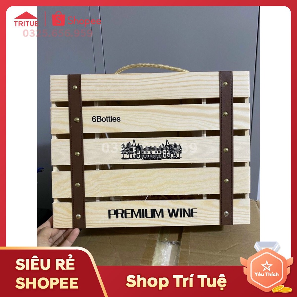 Hộp gỗ thông đựng 6 chai vang 750ml giá rẻ, hàng có sẵn ở HÀ Nội