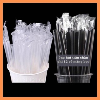 (HT) Ống hút trân châu có màng bọc phi 12 (màu đen/trắng) phi 8