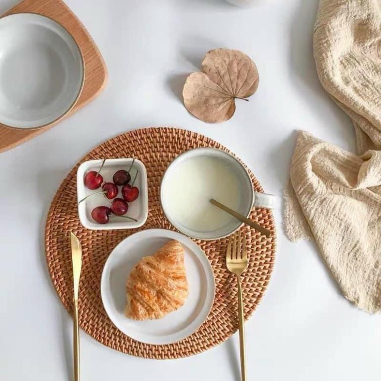 Lót ly, lót nồi mây đan trang trí bàn ăn nhà hàng, quán cafe ảnh thật chụp tại xưởng