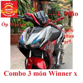 Combo Ốp Mặt Nạ Trước Winner X + Mão Winner X chính hãng Honda Màu đen Tặng Kèm 4 Ốc Gr5 (Đủ 3 Món)