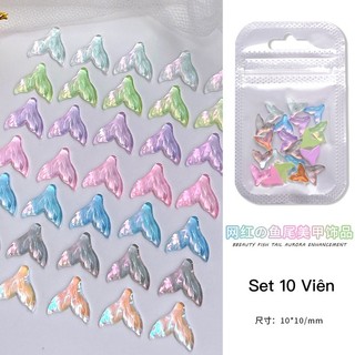 Charm Đuôi Cá Màu Macaron Xà Cừ Hàn Quốc Đính Móng