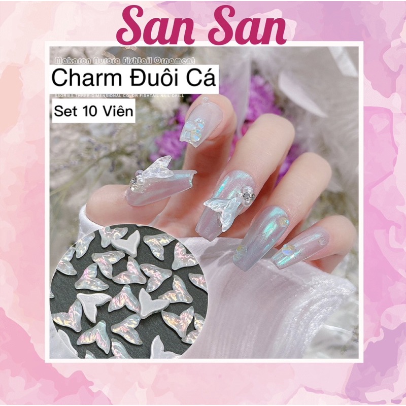Charm Đuôi Cá Màu Macaron Xà Cừ Hàn Quốc Đính Móng