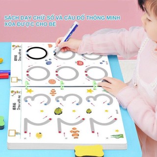 Đồ chơi giáo dục tập tô vẽ thông minh viết xóa được, sách tô xóa thông minh cho bé kèm bút dạ và bông xóa