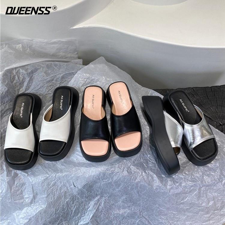 Dép Xỏ Ngón Đế Dày Màu Bạc Thời Trang Mùa Hè 2023 Cho Nữ