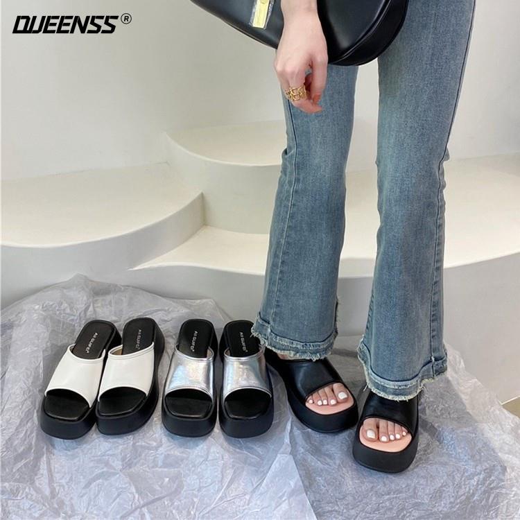 Dép Xỏ Ngón Đế Dày Màu Bạc Thời Trang Mùa Hè 2023 Cho Nữ