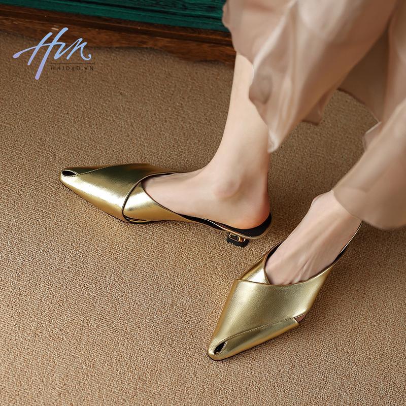 Hàng Mới Về Dép Cao Gót Hở Ngón Bằng Da Thật Thời Trang Mùa Hè 2023 Dành Cho Nữ