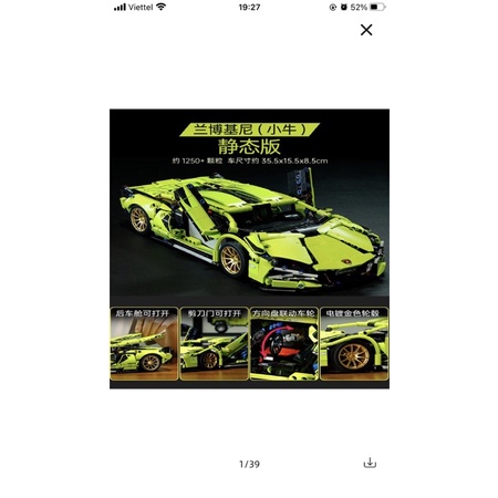 Bộ đồ chơi dạng lego Mô Hình Điều Khiển Từ Xa Siêu Xe Lamborghini