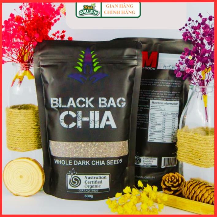 Hạt Chia, Hạt Chia Đen Úc NUTGREEN Nhập khẩu Chính Hãng Absolute Organic Hữu Cơ 500g