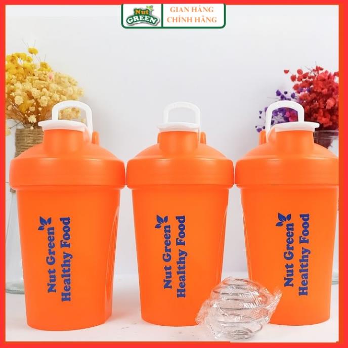 Bình nước, bình lắc, shaker thể thao, tập gym 400ml tối đa 500ml có quả lắc lò xo Nutgreen_food