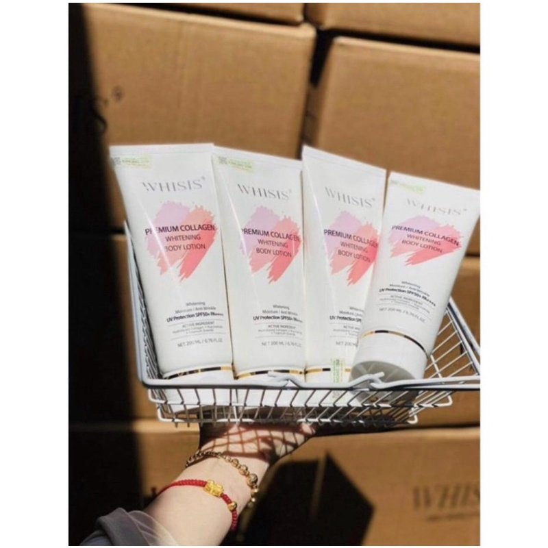 Kem Dưỡng Thể Trắng Da Chống Nắng Nâng Tone Hàn Quốc WHISIS Premium Collagen Whitening Body Lotion 200ml Hàng Auth | BigBuy360 - bigbuy360.vn