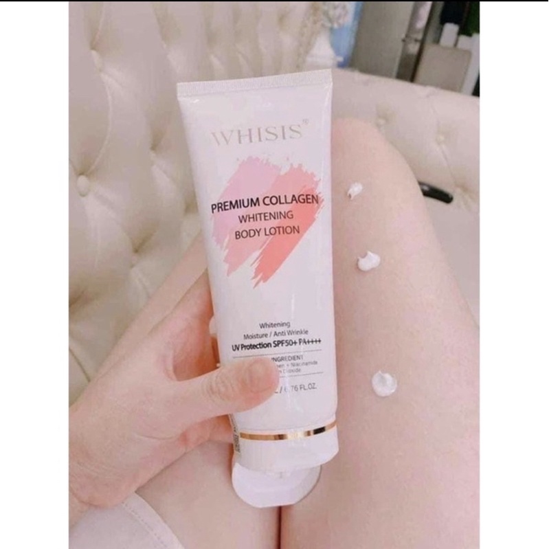 Kem Dưỡng Thể Trắng Da Chống Nắng Nâng Tone Hàn Quốc WHISIS Premium Collagen Whitening Body Lotion 200ml Hàng Auth | BigBuy360 - bigbuy360.vn