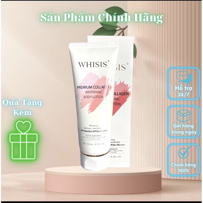 Kem Dưỡng Thể Trắng Da Chống Nắng Nâng Tone Hàn Quốc WHISIS Premium Collagen Whitening Body Lotion 200ml Hàng Auth | BigBuy360 - bigbuy360.vn