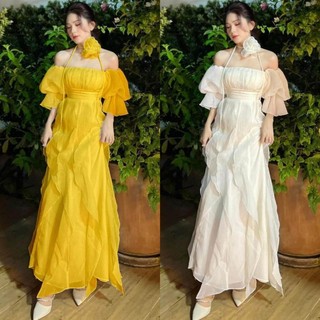 Đầm maxi tơ lụa bèo dài có mút kèm tag hoa siêu sang cực xinh (ĐẦM THIẾT KẾ ĐỘC QUYỀN NB25👗⭐️💯)
