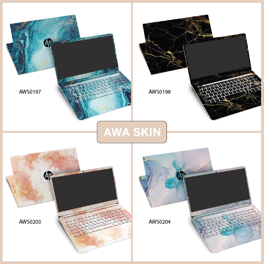 Miếng Dán Laptop Vân Đá AWA SKIN - Tấm Decal Cắt Theo Máy Không Gây Nóng Laptop