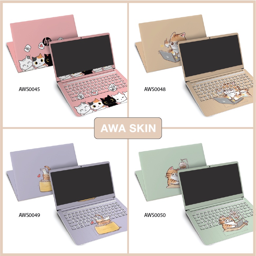 Skin Dán Laptop Mèo Cat AWA SKIN - Decal Cắt Sẵn Chỉ Cần Tháo Dán Các Dòng Máy Laptop