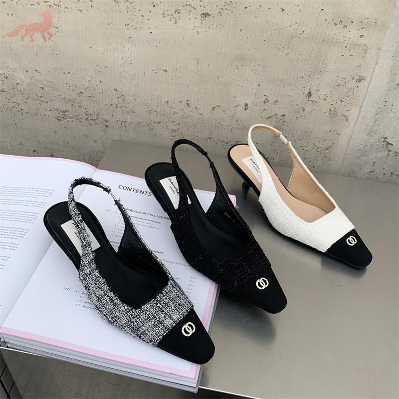 (GK)❀✹2023 Đầu Xuân Pháp Mới Nối Mũi Nhọn Dẹt Thời Trang Giày Sandal Áo Khoác Ngoài Thời Trang Trơn Giữa Gót Đơn giày Nữ