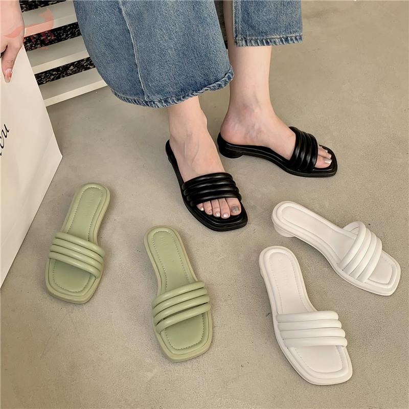 (GK)﹉Dép xỏ ngón gót thấp thời trang phong cách nữ xuân hè dép đi biển hở mũi mới dành cho gia đình và ngoài trời dép ph