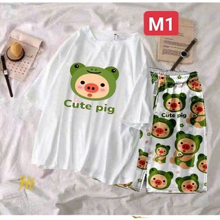 Bộ áo thun cho bé gái quần đùi hình size từ 9 đến 37kg
