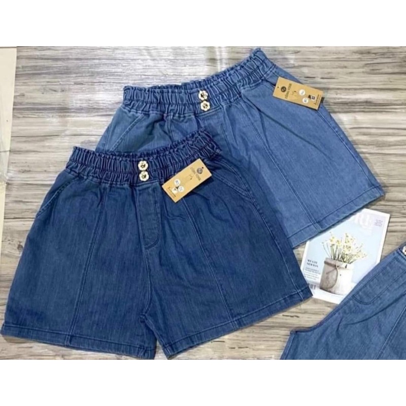 Quần jean đùi nữ lưng thun, short jean nữ kiểu trơn basic lật lai bigsize 70-95kg