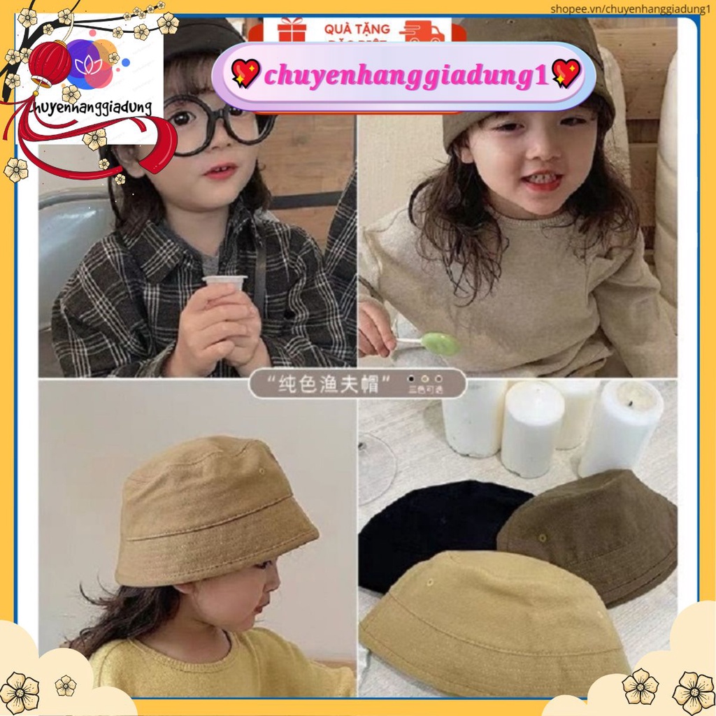Nón vành cụp trẻ em HÀN QUỐC-Mũ bucket bé trai bé gái Korea unisex vành nhỏ chất kaki cho bé 1-6tuoi