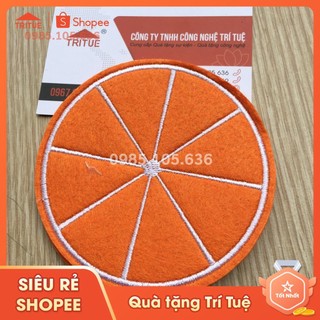 Miếng Lót Ly, Đế Lót Ly Bằng Vải Nỉ Có Sẵn Màu Cam In Nhiều Họa Tiết Ngộ Nghĩnh