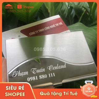 Hộp đựng danh thiếp bằng thép không gỉ khắc tên riêng và số điện thoại